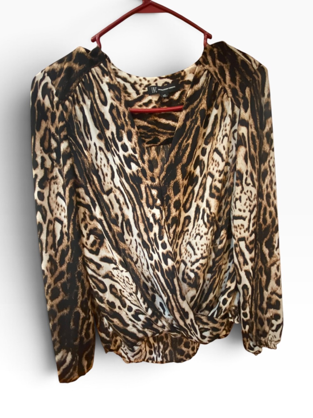 INC International Concepts Leopard Print Wrap Blouse